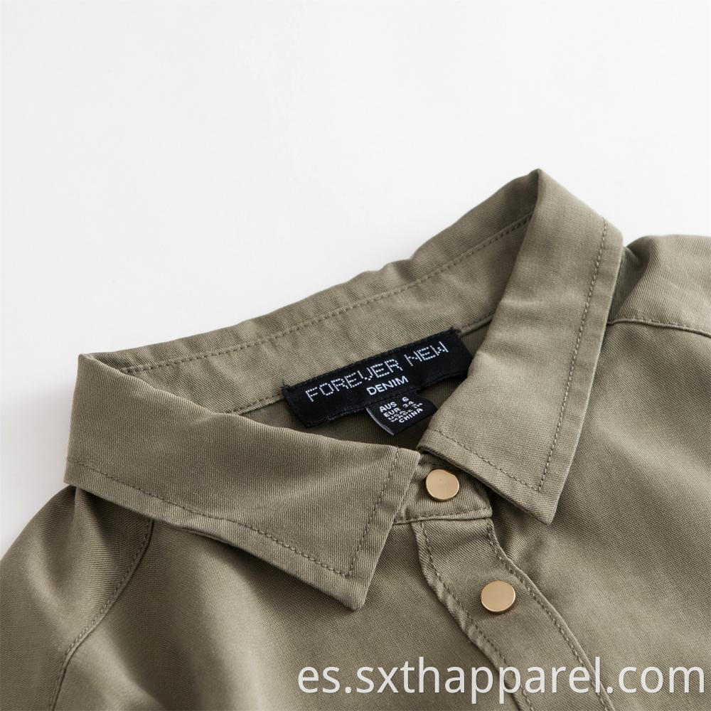 Metal Button Sleeves Adjustable Tencel Shirts